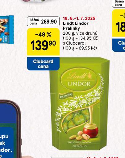 LINDT LINDOR PRALINKY