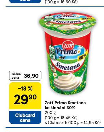 ZOTT PRIMO SMETANA KE LEHN