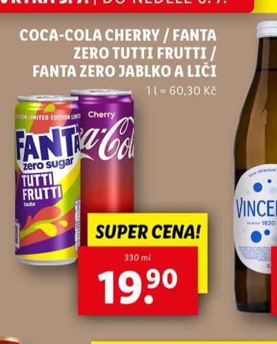 COCA COLA CHERRY / FANTA ZERO TUTTI FRUTTI / FANTA ZERO JABLKO A LII