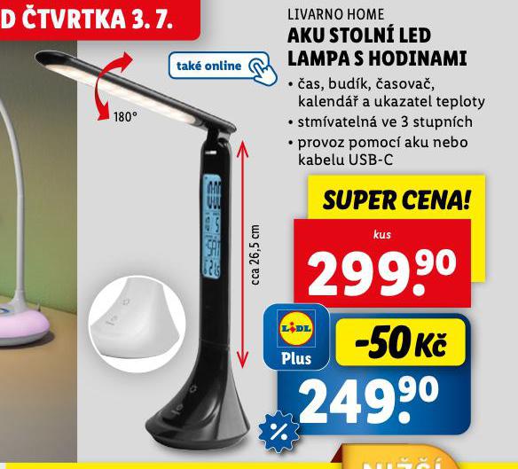 AKU STOLN LED LAMPA S HODINAMI
