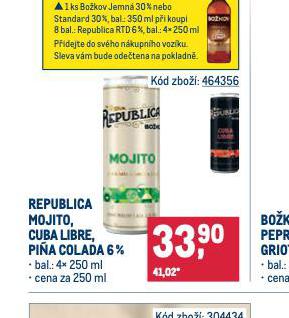 REPUBLICA MOJITO, CUBA LIBRE, PIA COLADA