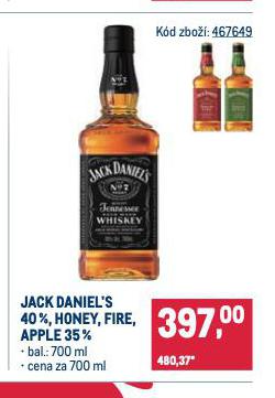 JACK DANIELS, HONEY, FIRE, APPLE