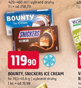 BOUNTY, SNICKERS ICE CREAM