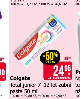 COLGATE TOTAL JINUOR ZUBN PASTA