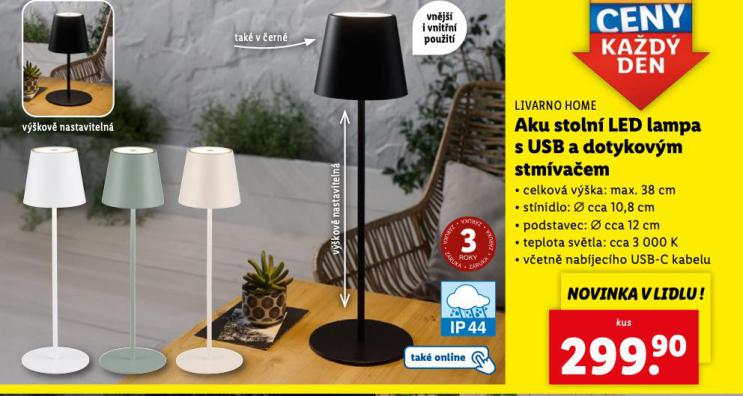 AKU STOLN LED LAMPA S USB A DOTYKOVM STMVAEM