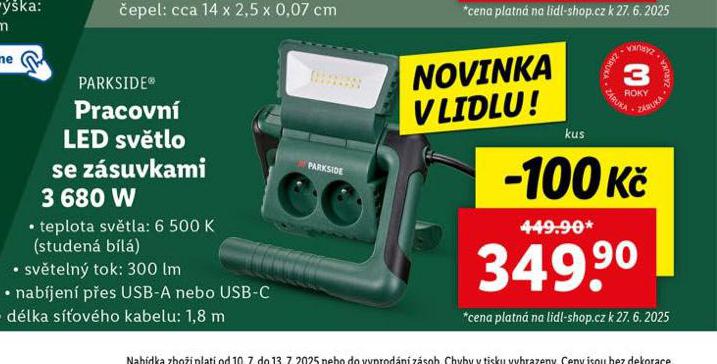 PRACOVN LED SVTLO SE ZSUVKAMI 3680 W
