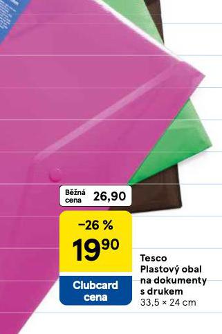 TESCO PLASTOV OBAL NA DOKUMENTY S DRUKEM