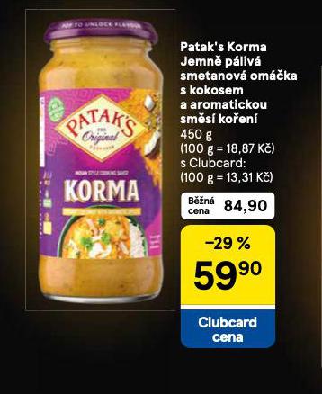 PATAKS KORMA JEMN PLIV SMETANOV OMKA S KOKOSEM A AROMATICKOU SMS KOEN