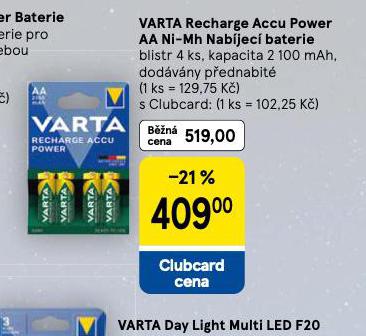 VARTA RECHARGE ACCU POWER NABJEC BATERIE