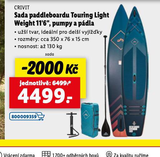 SADA PADDLEBOARDU TOURING LIGHT WEIGH 11,6", PUMPY A PDLA