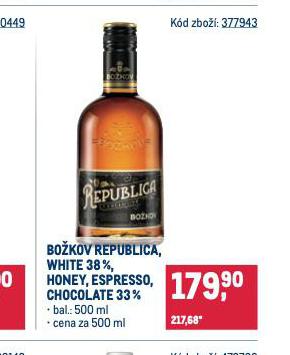 BOKOV REPUBLICA, WHITE, HONEY, ESPRESSO, CHOCOLATE