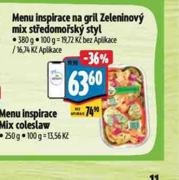 MENU INSPIRACE NA GRIL ZELENINOV MIX STEDOMOSK STYL