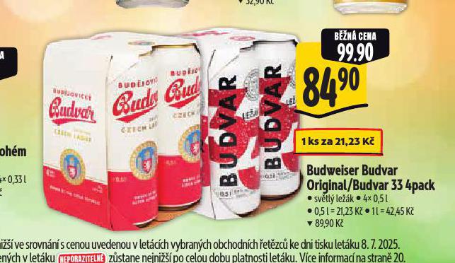 PIVO BUDWEISER BUDVAR ORIGINAL
