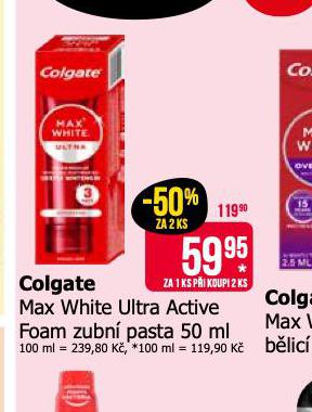 COLGATE MAX WHITE ULTRA ACTIVE FOAM ZUBN PASTA