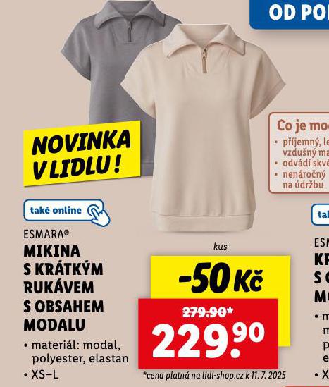 MIKINA S KRTKM RUKVEM S OBSAHEM MODALU