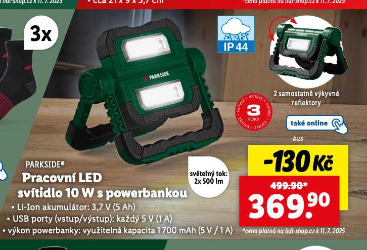 PRACOVN LED SVTIDLO 10 W S POWERBANKOU