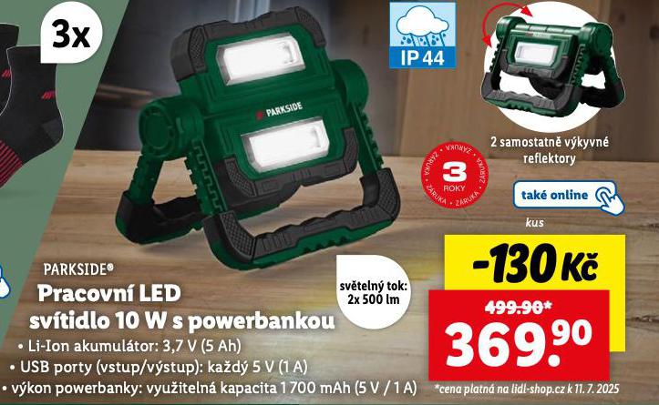PRACOVN LED SVTIDLO 10 W S POWERBANKOU