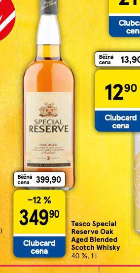 TESCO SPECIL RESERVE OAK AGED BLEBDED SCOTCH WHISKY