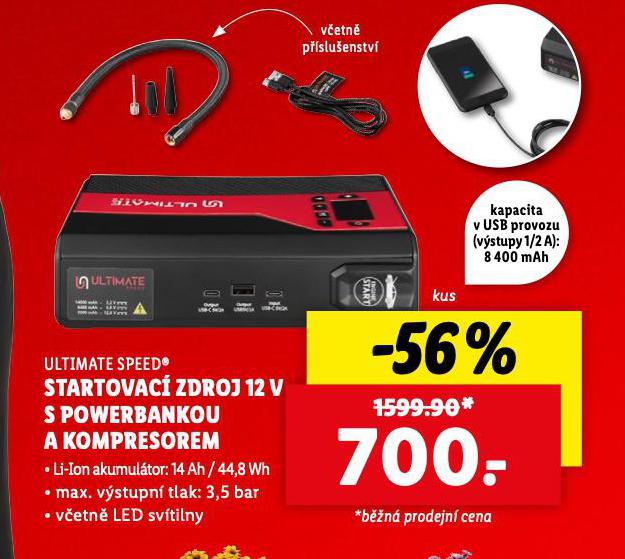 STARTOVAC ZDROJ 12 V S POWERBANKOU A KOMPRESOREM