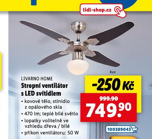 STROPN VENTILTOR S LED SVTIDLEM