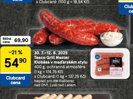 TESCO GRILL MASTER KLOBSA V MAARSKM STYLU