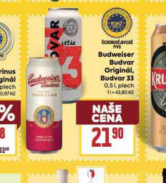 PIVO BUDWEISER BUDVAR ORIGINAL