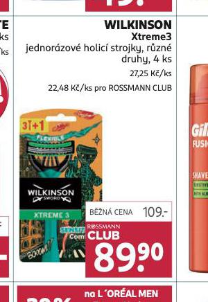 WILKINSON XTREME3 JEDNORZOV HOLIC STROJKY