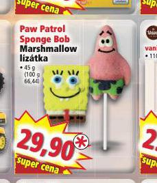 PAW PATROL, SPONGE BOB MARSHMALLOW LZTKA