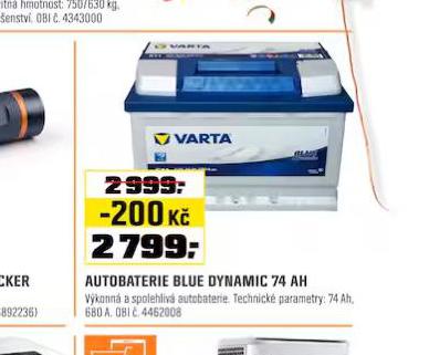 VARTA AUTOBATERIE 74 Ah