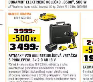 FATMAX V20 AKU BEZUHLKOV VRTAKA S PKLEPEM