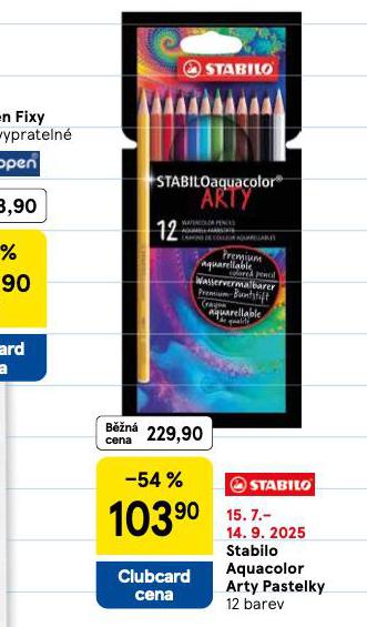 STABILO AQUACOLOR ARTY PASTELKY