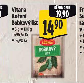 VITANA KOEN BOBKOV LIST