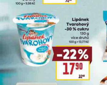 LIPNEK TVAROHOV -30% CUKRU