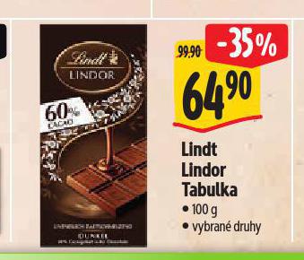 LINDT LINDOR TABULKA