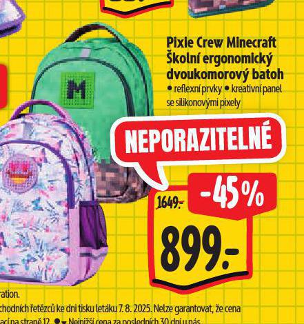 PIXIE CREW MINECRAFT KOLN DVOUKOMOROV ERGONOMICK BATOH