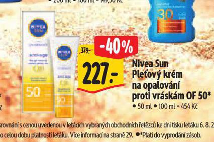NIVEA SUN PLEOV KRM NA OPALOVN