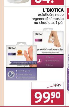 LBIOTICA EXFOLIAN NEBO REGENERAN MASKA NA CHODIDLA