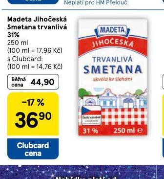 MADETA JIHOESK SMETANA TRVANLIV 31%