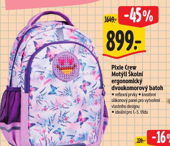 PIXIE CREW MOTLI KOLN ERGONOMICK DVOUKOMOROV BATOH