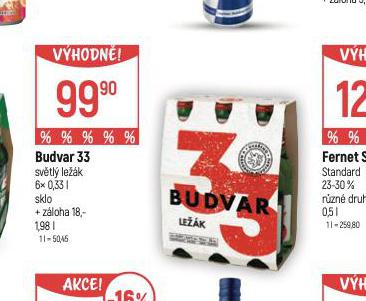 PIVO BUDVAR 33