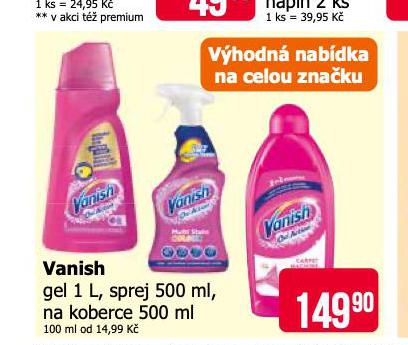 VANISH GEL, SPREJ, NA KOBERCE