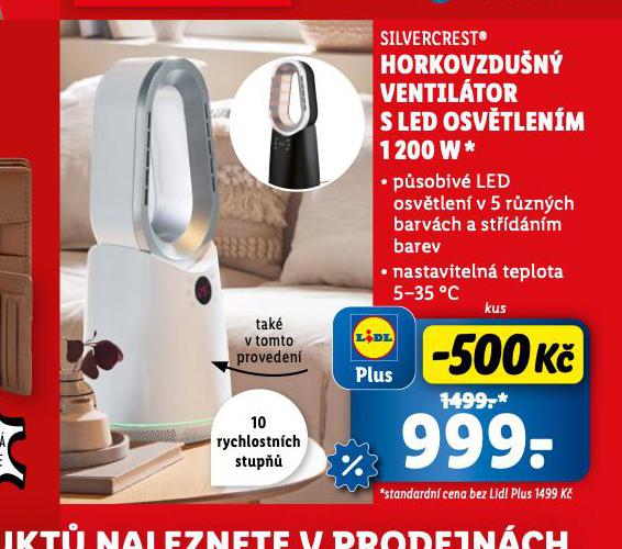 HORKOVZDUN VENTILTOR S LED OSVTLENM 1200 W