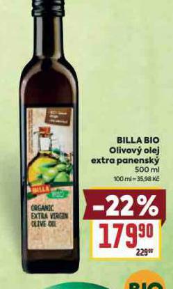  BILLA BIO OLIVOV OLEJ EXTRA PANENSK