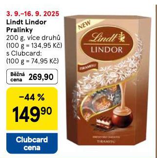 LINDT LINDOR PRALINKY
