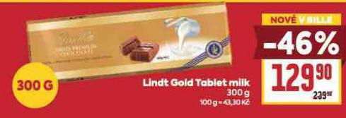 LINDT GOLD TABLET MILK