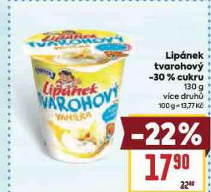 LIPNEK TVAROHOV -30 % CUKRU