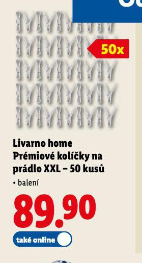 LIVARNO HOME PRMIOV KOLKY NA PRDLO XXL - 50 KUS