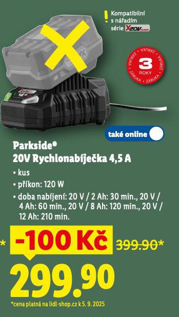 PARKSIDE 20V RYCHLONABJEKA 4.5 A