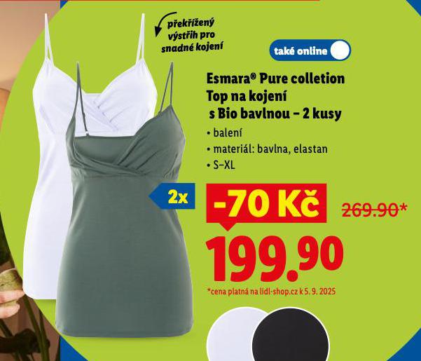 ESMARA TOP NA KOJEN S BIO BAVLNOU - 2 KUSY