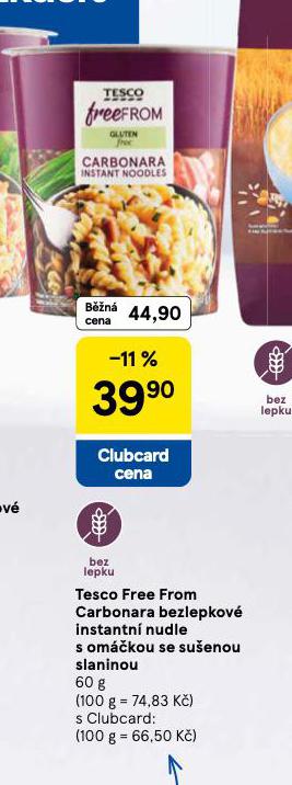 FREE FORM CARBONARA BEZLEPKOV INSTANTN NUDLE S OMKOU SE SUENOU SLANINOU